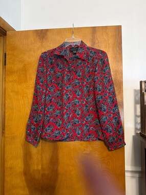 Vintage Haberdashery Red Paisley Button-Down Blouse